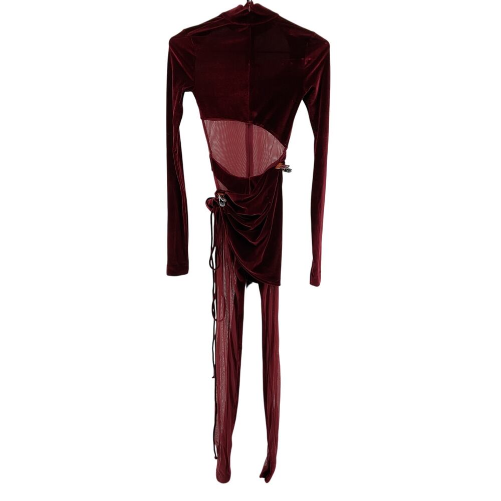 Laquan Smith Draped Oxblood Linear Catsuit Size XS - Picture 3 of 6